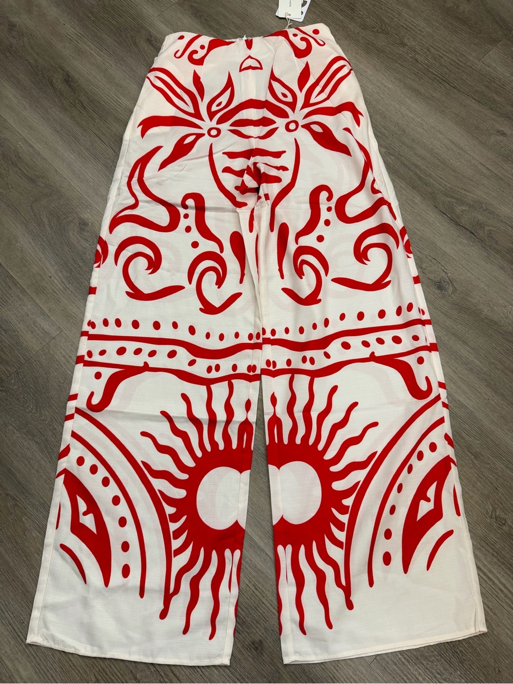 Commense Red White Graphic Wide Leg Pants Women’s XS NWT 254